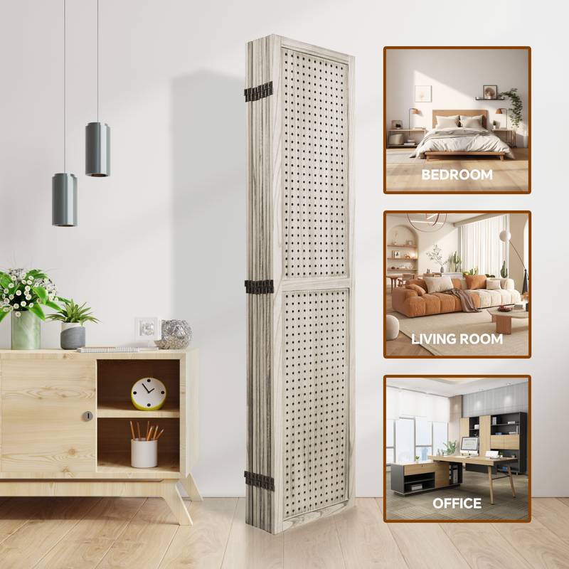 “Chic Wooden Folding Room Divider & Display”