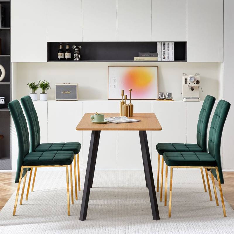 Chic Modern Rectangular Dining Table with Metal Frame