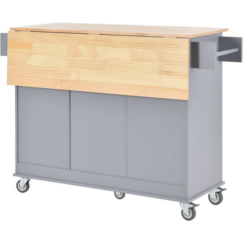 Versatile Rolling Kitchen Island with Wood Top & Storage