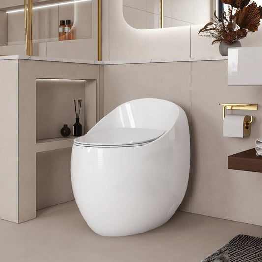 Sleek Egg-Shaped Toilet in Glossy White