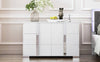 Chic White Mirror Dresser with Metal Handles