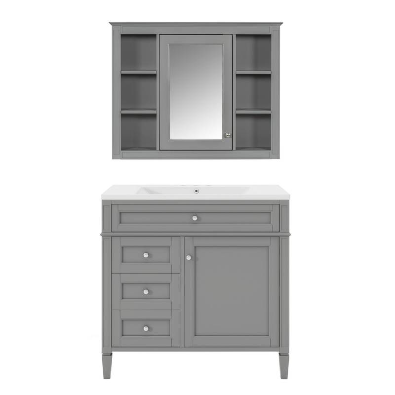 Royal Blue Modern Bathroom Vanity with Mirror and Storage