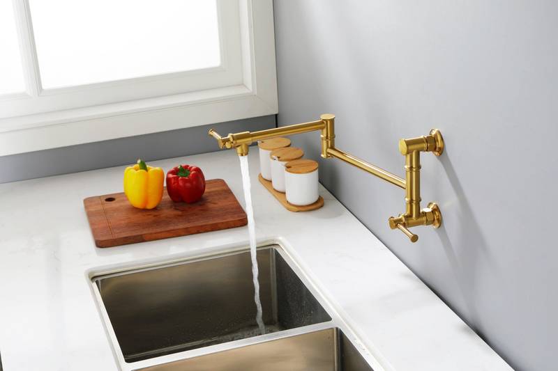 Wall-Mounted Brass Pot Filler Faucet