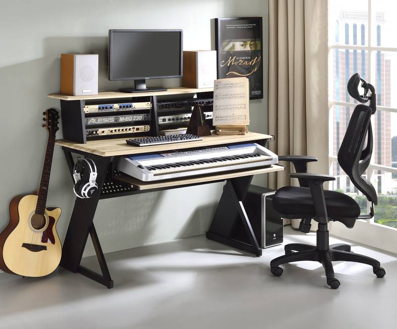 Annette Music Desk - Stylish Natural & Black Design