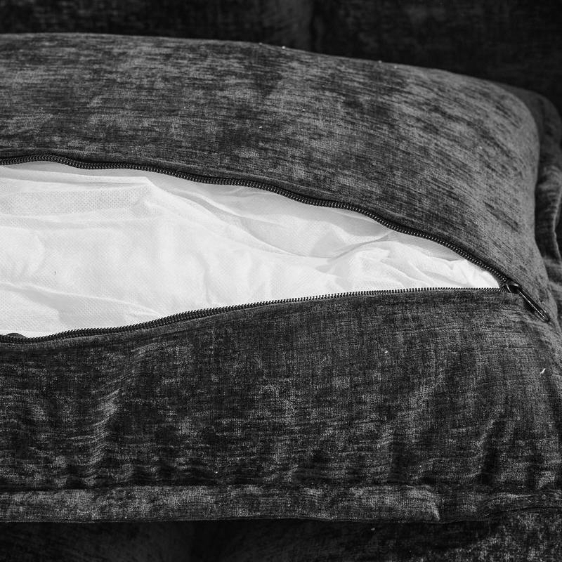 Chic L-Shape Chenille Sofa with Ottoman & Pillows