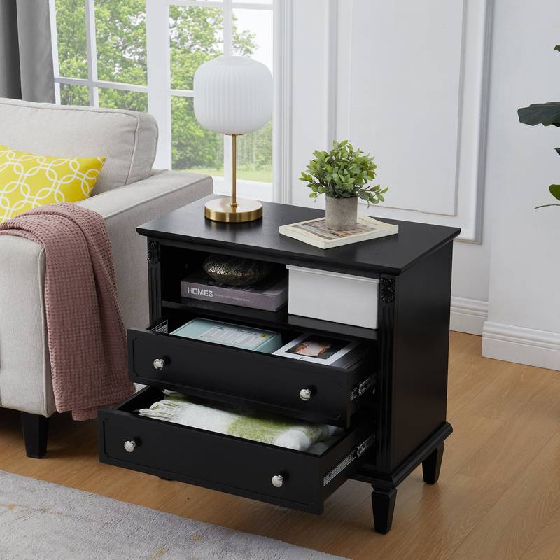 Farmhouse Charm Nightstand with Charging Station