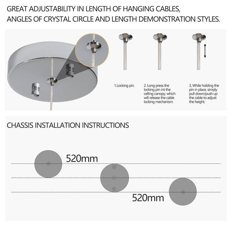 Radiant Wave LED Crystal Chandelier - Adjustable Color & Height for Luxurious Spaces