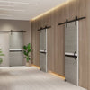 Sleek Sliding Door Set: Modern Melamine Panel with Track and Handle