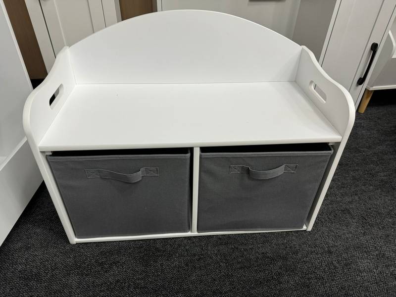 Whimsical Wooden Toy Chest & Bench with Fabric Drawers