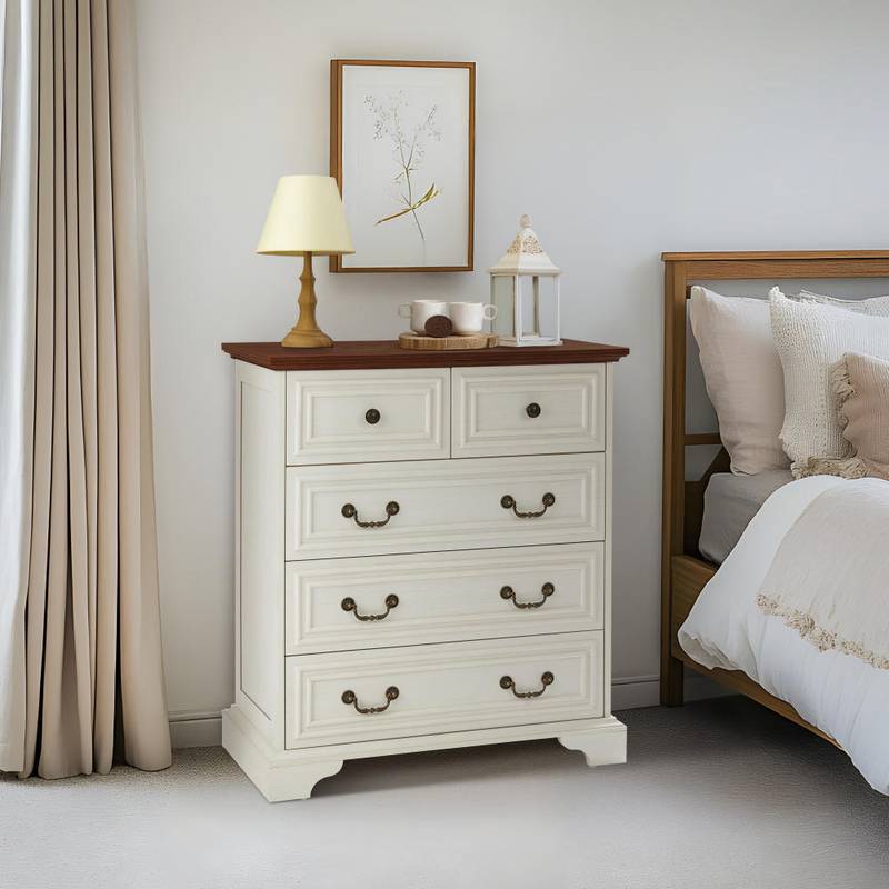 Chic White 5-Drawer Dresser - Stylish Storage Solution for Your Bedroom