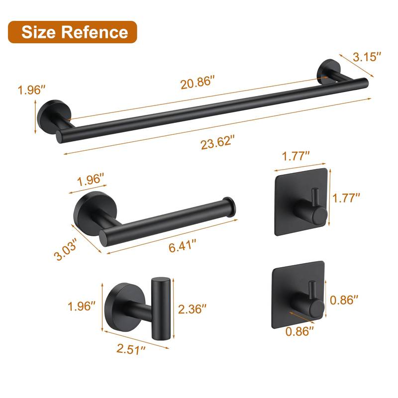 Sleek Matte Black Bathroom Hardware Set