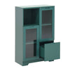 Chic Green Cabinet with Glass Doors and Open Storage