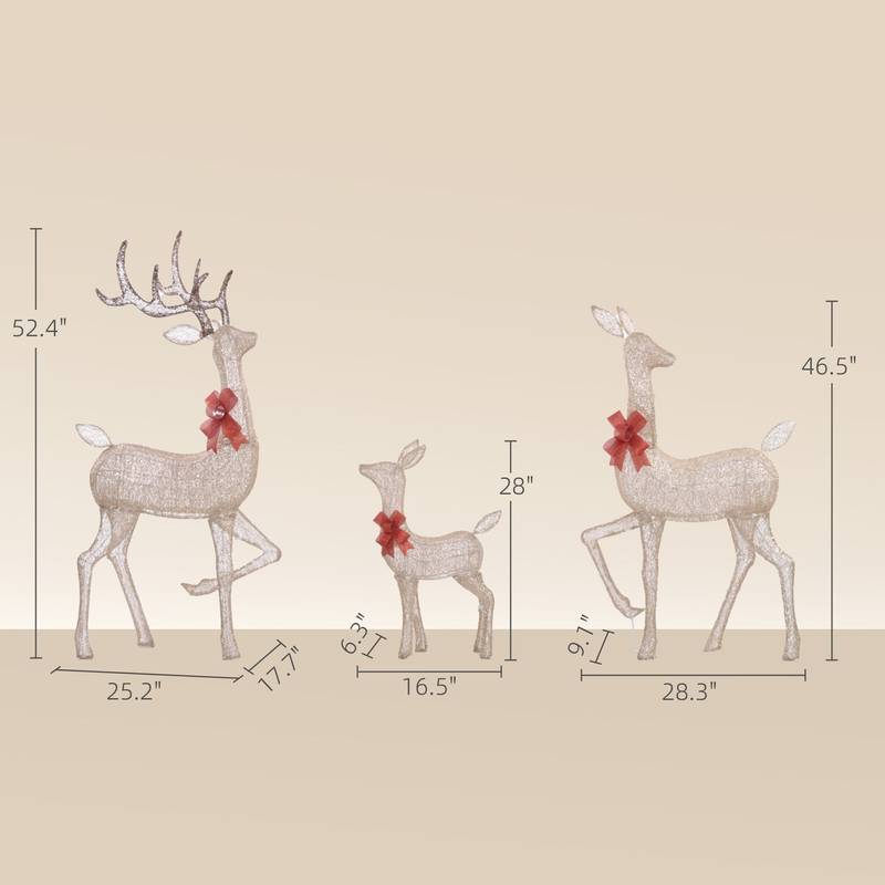 Glistening Gold Reindeer Family Christmas Decor
