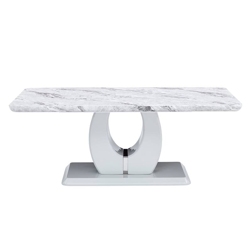 Elegant Gray Marble Coffee Table with Silver Accents