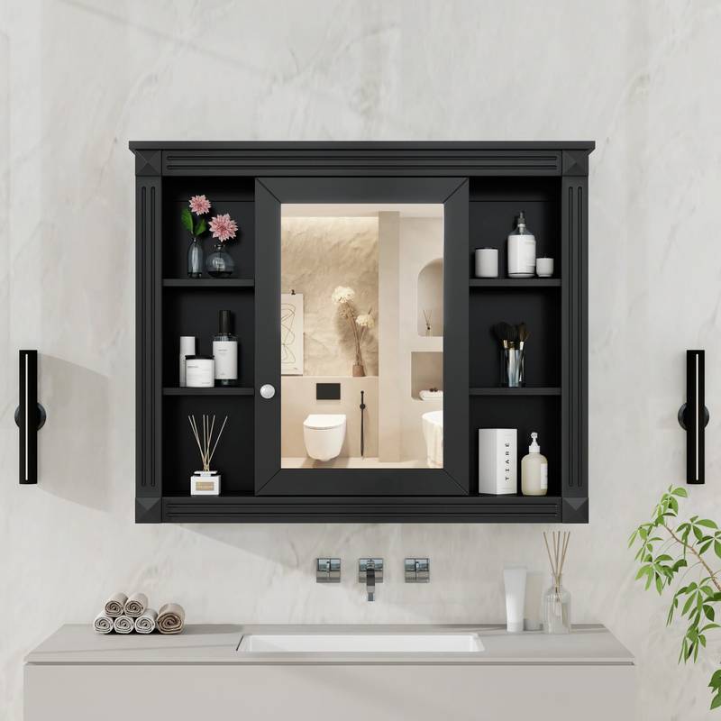Sleek Bathroom Mirror Cabinet with Shelves