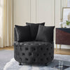 Cozy Velvet Swivel Chair with Tufted Design and Plush Pillows
