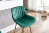 Chic Green Velvet Bar Stools with Gold Legs - Set of Two