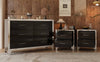 Chic Black Dresser and Nightstand Duo with Mirror Accents