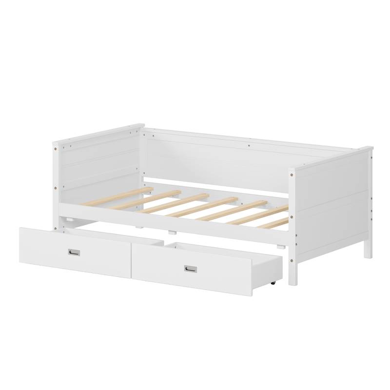 Cozy White Twin Daybed with Storage Drawers