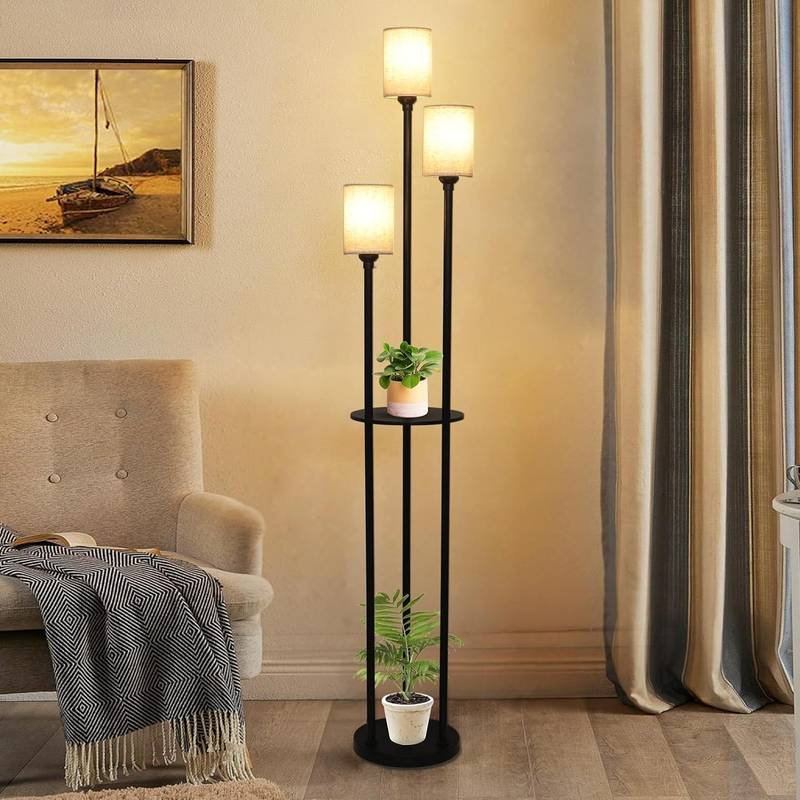 Luxe Glow Floor Lamp with Shelves