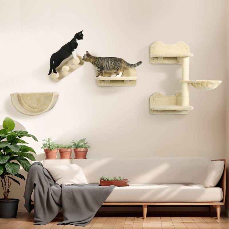 Cozy Cat Wall Set: Shelves, Perches & Hammock