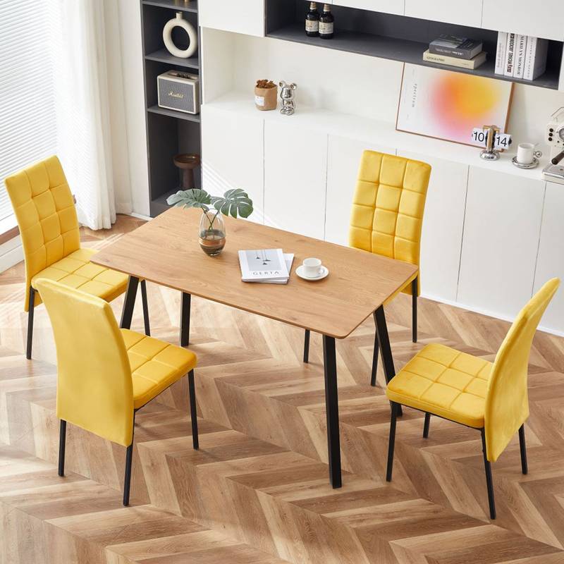 Chic Modern Rectangular Dining Table with Metal Frame