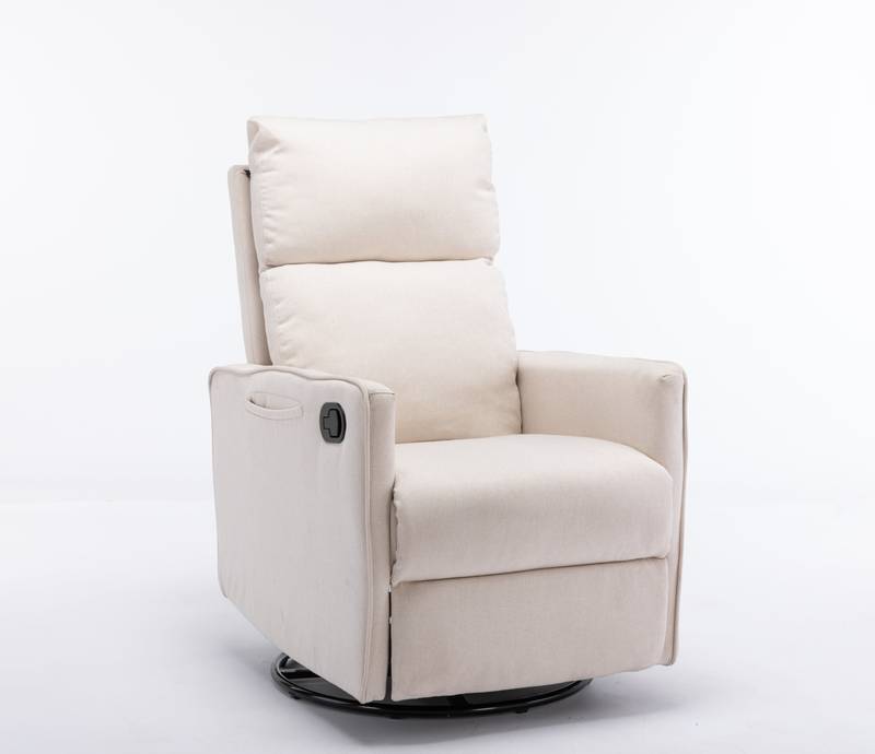 Cozy Beige Swivel Rocker Glider Chair
