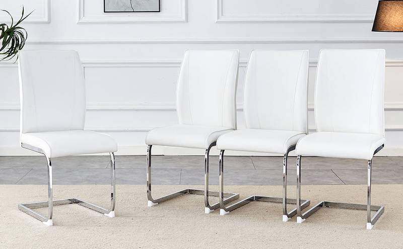 Chic White Curve Dining Chairs - Set of 4