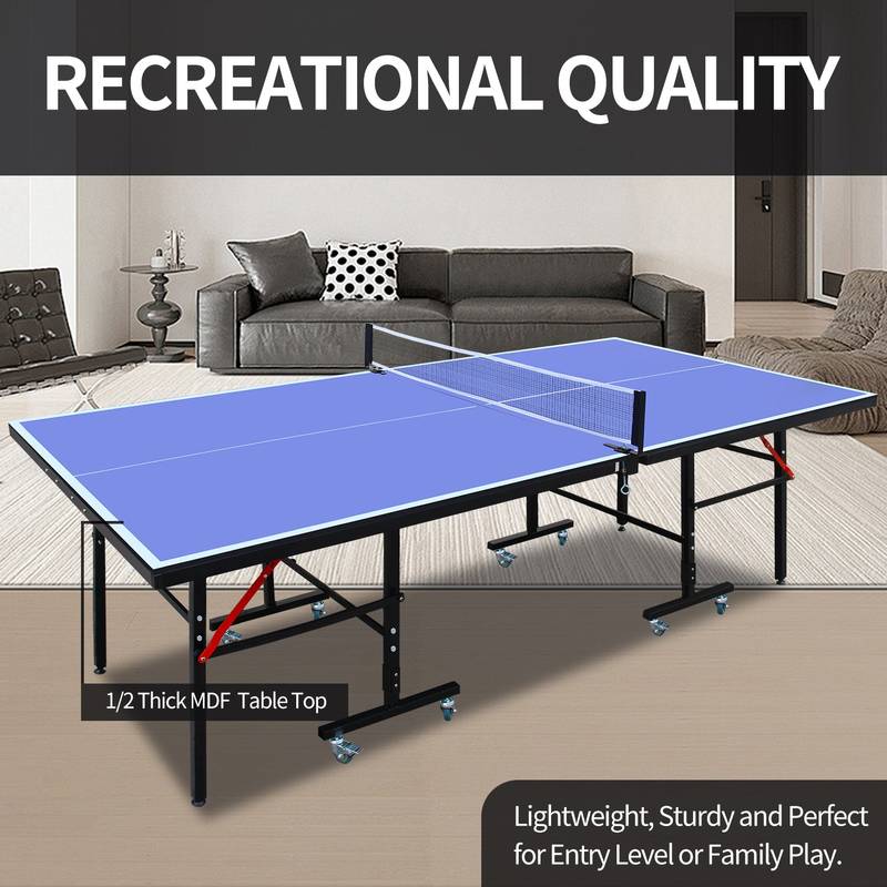 Portable Fun: Mid-Size Table Tennis Set with Net & Paddles