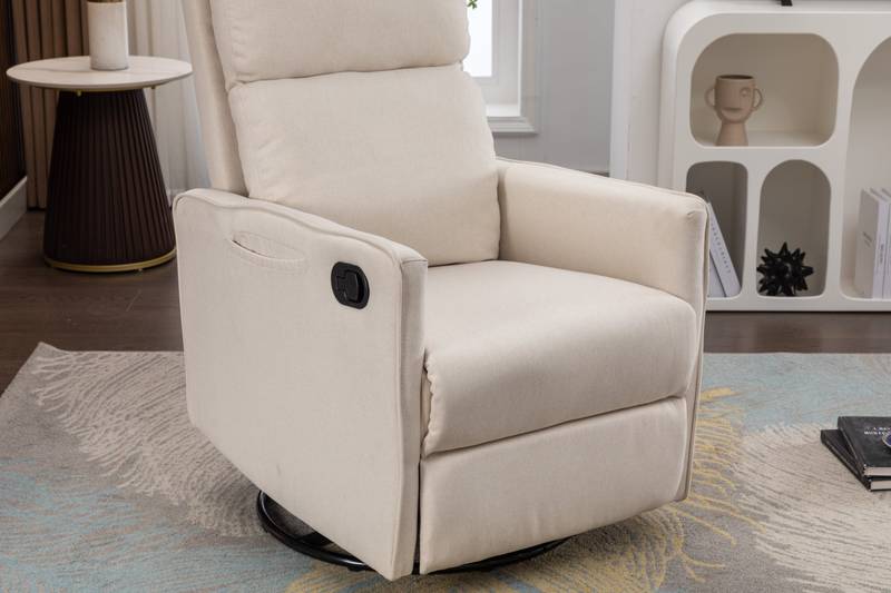 Cozy Beige Swivel Rocker Glider Chair