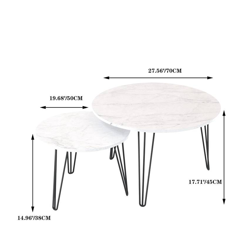 Chic Marble Nesting Tables - Set of Two