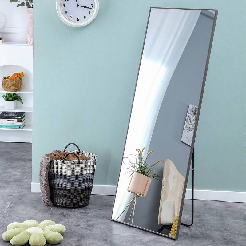Chic Gray Full-Length Dressing Mirror