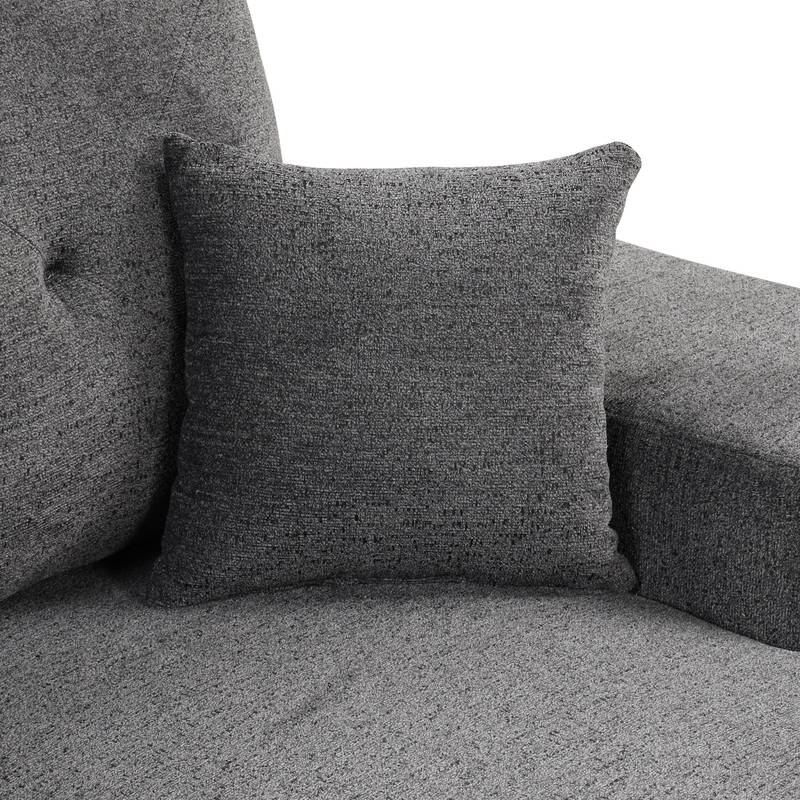 Versatile L-Shaped Sofa Bed with Side Shelf & Stools