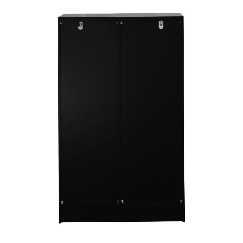 Chic Black Glass-Front Cabinet for Living & Bedroom Storage