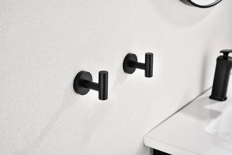 Sleek Black Wall Hooks - No Drill, Stylish & Functional!