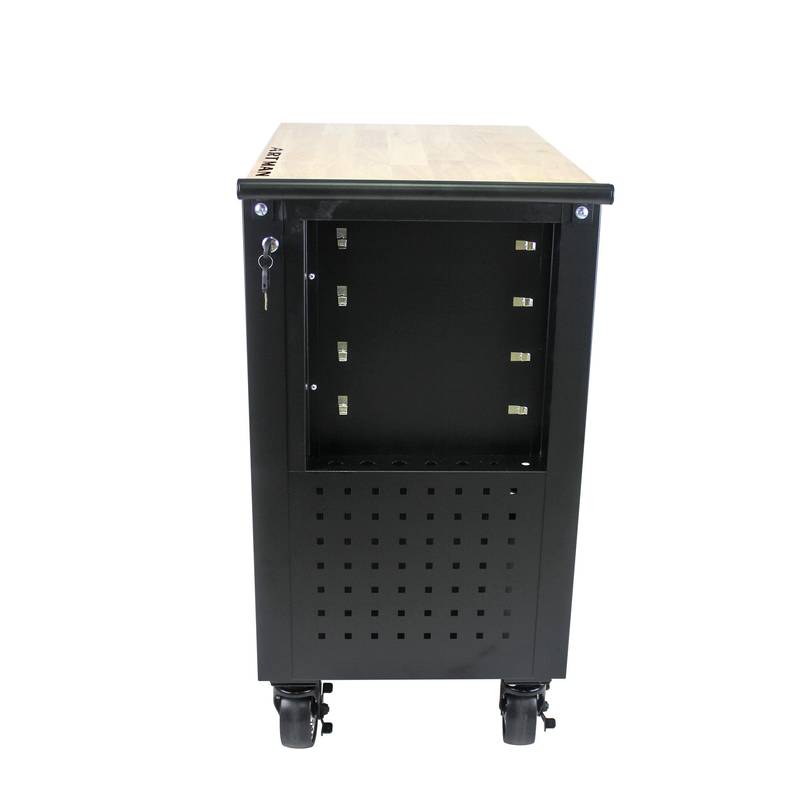 Orange Multi-Use Tool Cart with Wheels and Wooden Top