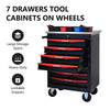Rolling Tool Cart with Stainless Steel Top - Black & Red