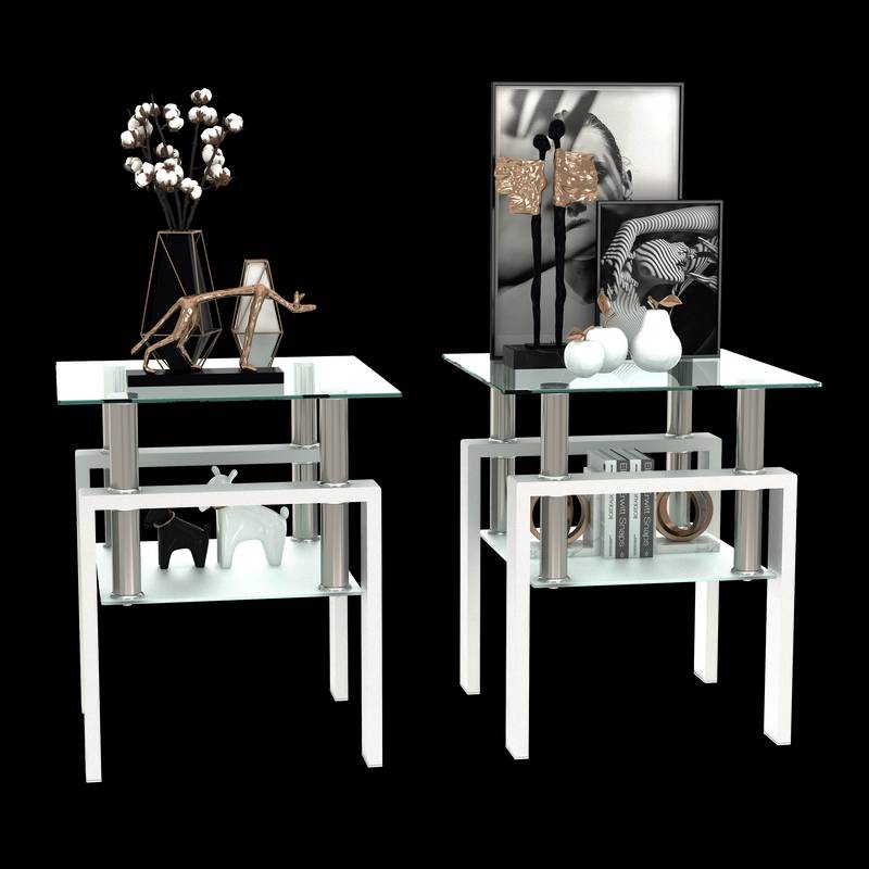 Chic Glass Side Tables Set