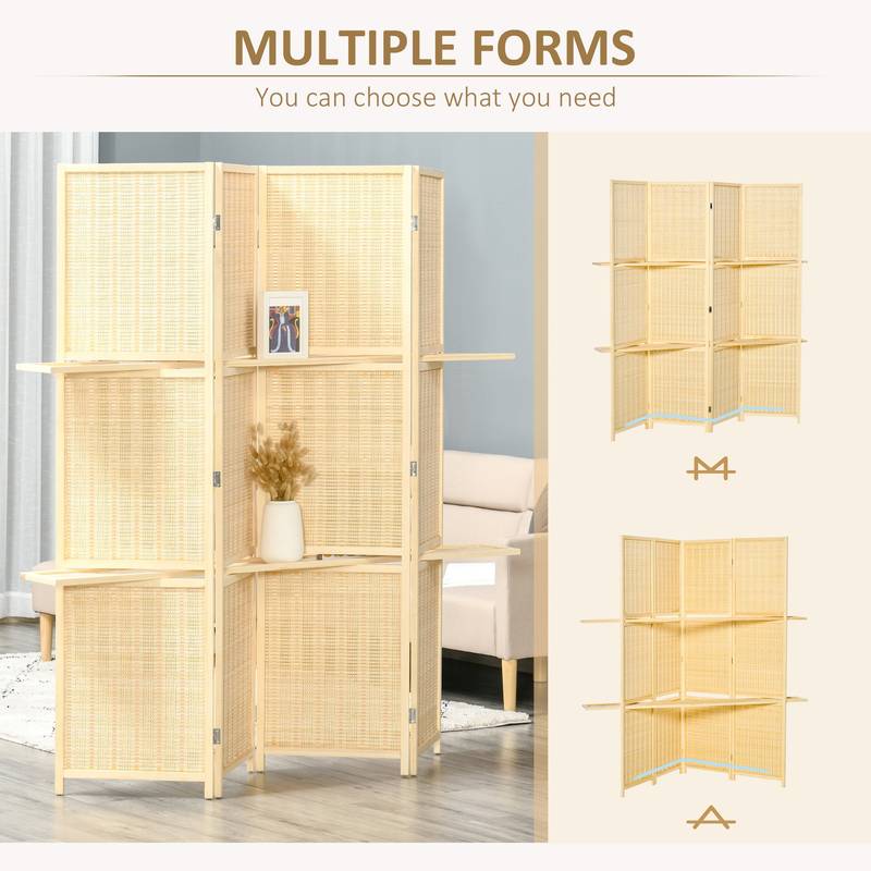 Bamboo Folding Privacy Screen & Storage Divider
