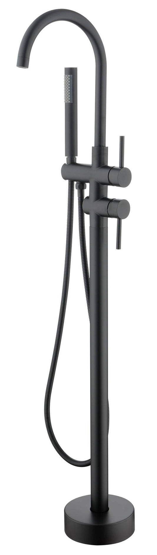 Sleek Matte Black Freestanding Bathtub Faucet with Handheld Shower