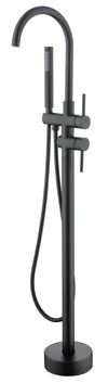 Sleek Matte Black Freestanding Bathtub Faucet with Handheld Shower
