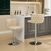 Chic Beige Swivel Bar Stools - Set of Two