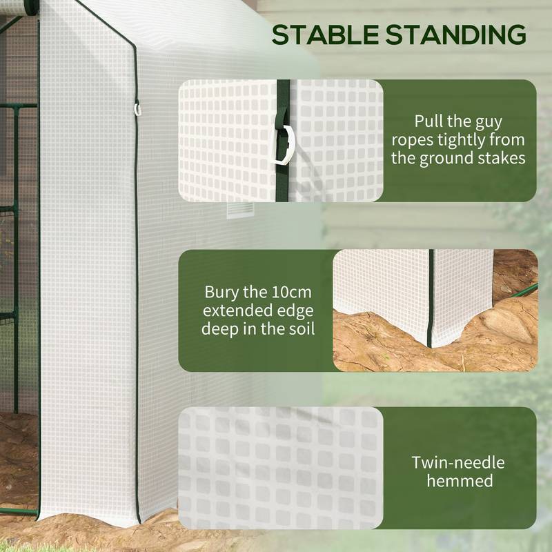 Sunny Garden Walk-In Greenhouse with Roll-Up Door & Shelves
