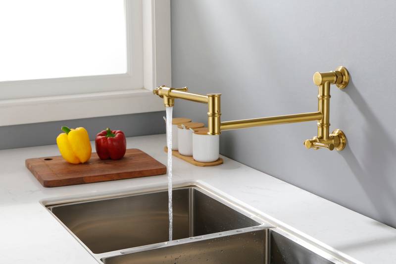 Wall-Mounted Brass Pot Filler Faucet