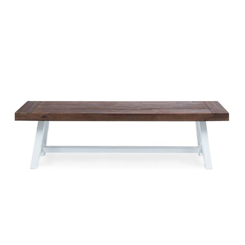 Chic Dark Brown & White Outdoor Benches (Set of Two)