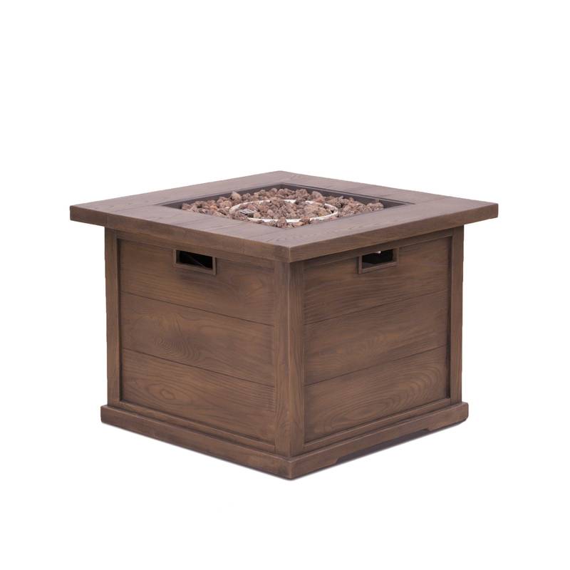 Cozy Brown Square Gas Fire Pit