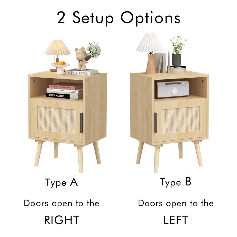 Chic Rattan Nightstand with Open Shelf - Perfect for Small Spaces