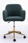 Chic Green Teddy Swivel Chair with Gold Legs