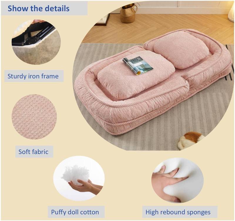 Cozy Pup Lounge: Pink Adjustable Sofa Bed