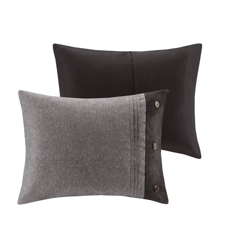 Cozy Grey Faux Suede King Comforter Set